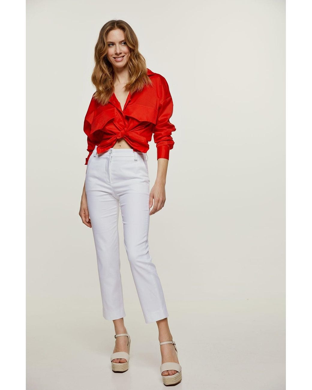 Conquista Red Poplin Style Shirt
