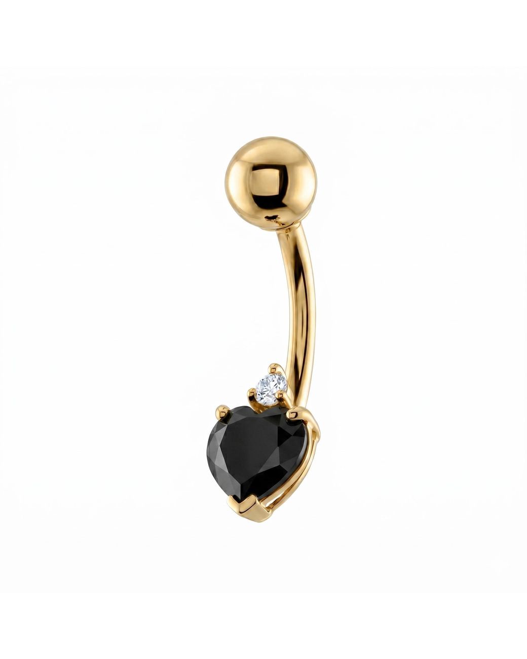 Zahav Jewelry Metallic 10K Solid Heart Shaped Cz Belly Ring