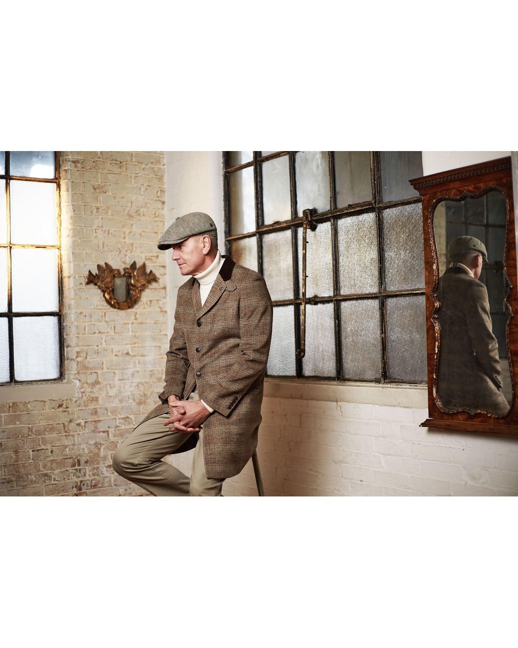 Dasmarca Hats Natural Harrison Grove Light Harris Tweed Newsboy Cap for men