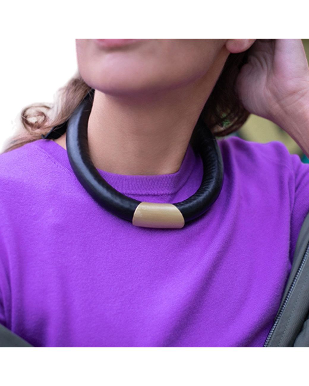 Svetlana Vukov Metallic Leopard Curve Necklace
