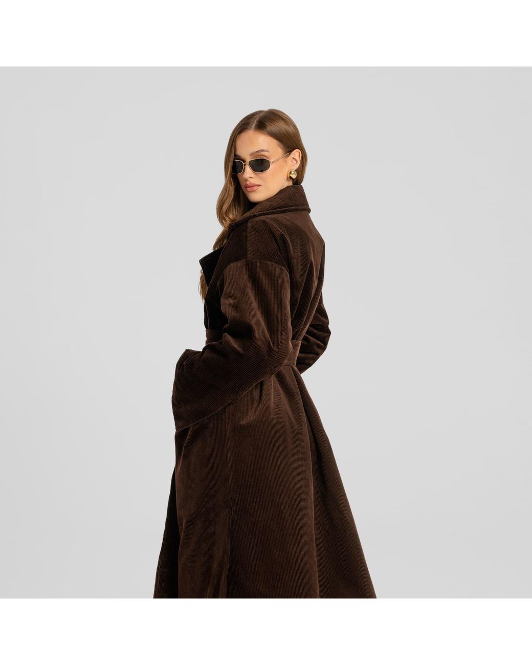 Mandragora Brown Corduroy Oversized Coat Area