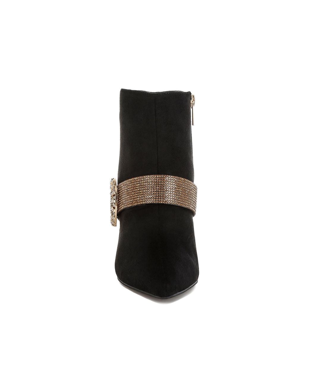 Rag & Co Black Asagao Diamante & Rhinestones Strap Boots