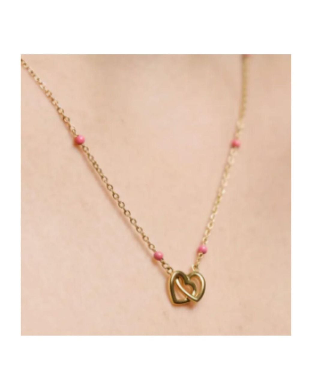Argento Vivo Metallic Enamel Interlocking Heart Necklace