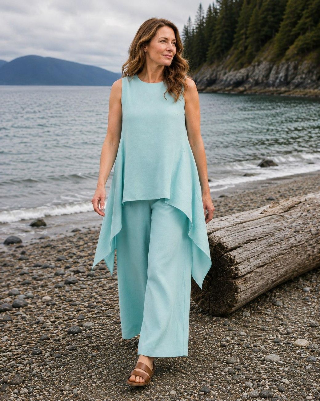 Lumina Eligma Blue The Breeze Ensemble Blouse- Sky