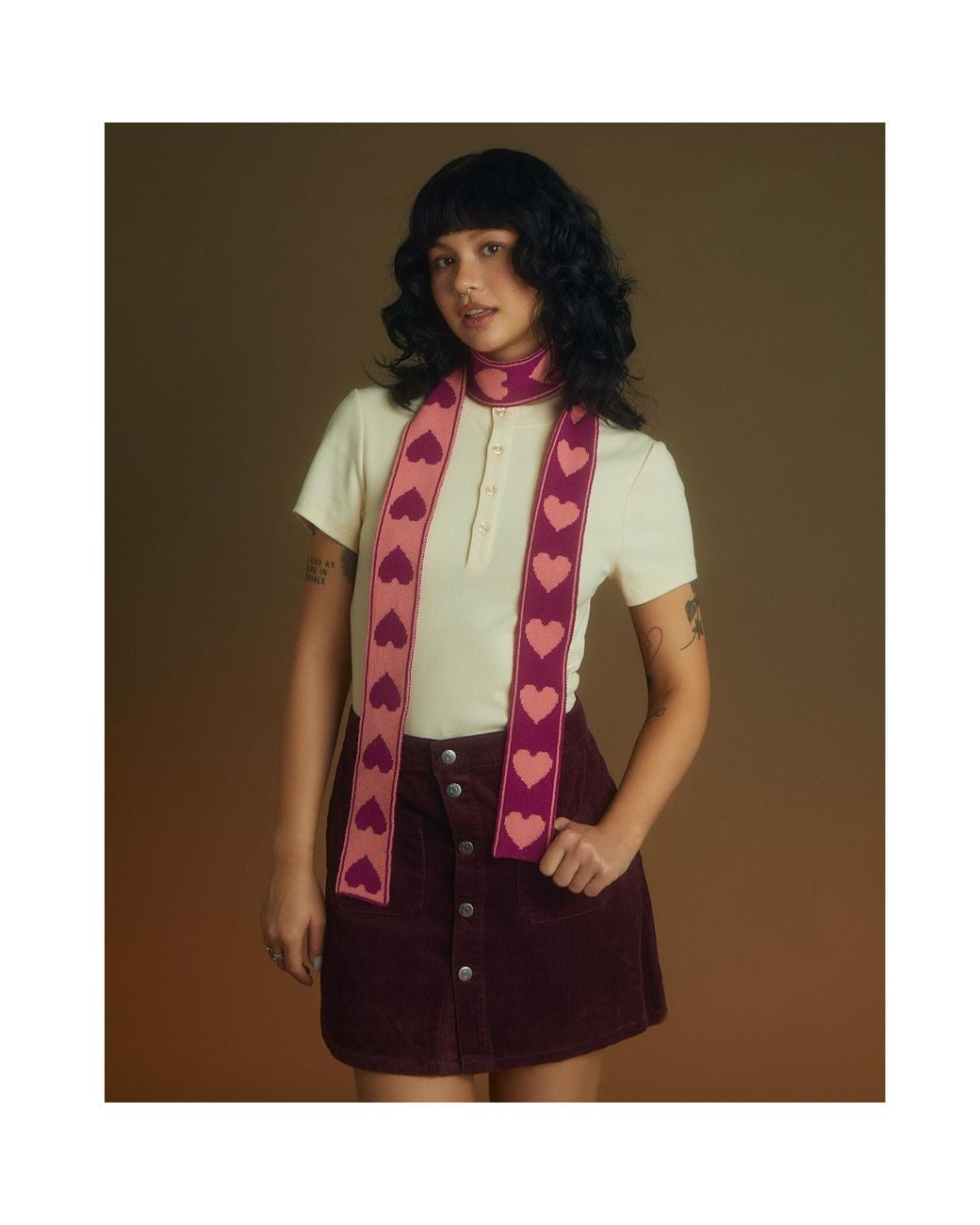 INGMARSON Red Heart Wool & Cashmere Thin Scarf