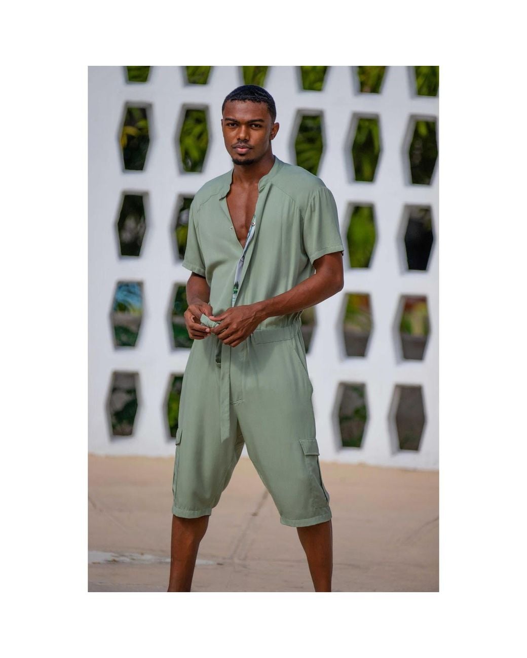 carlton jones Gray Cargo Romper for men