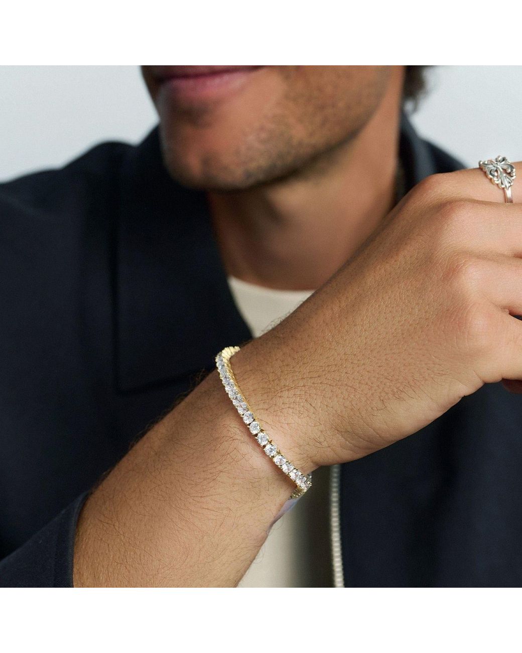 Nialaya Metallic Tennis Bracelet With for men