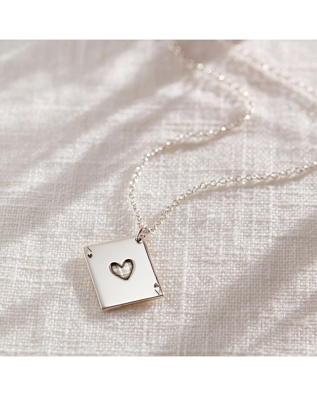 Posh Totty Designs Metallic Ace Of Hearts Playing Card Charm Necklace
