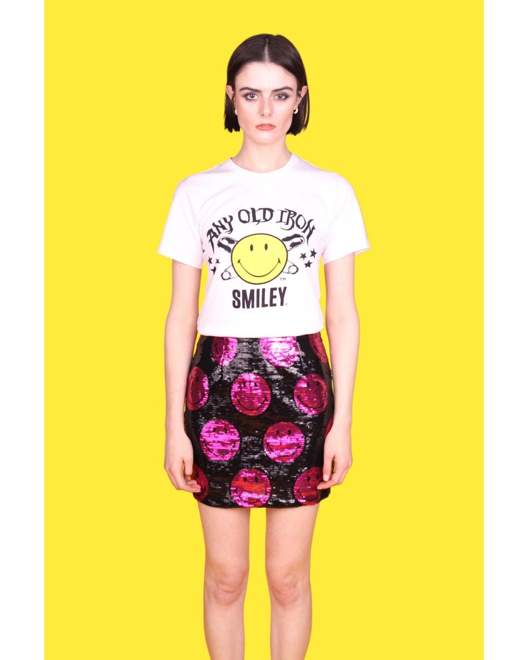 Any Old Iron Pink Smiley Sequin Skirt