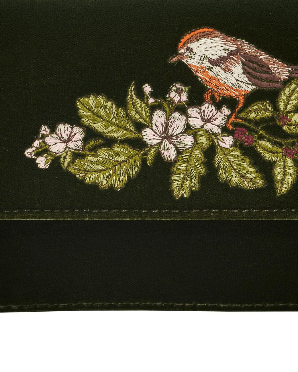 Fable England Green Sophia Wren Embroidered Occasion Bag