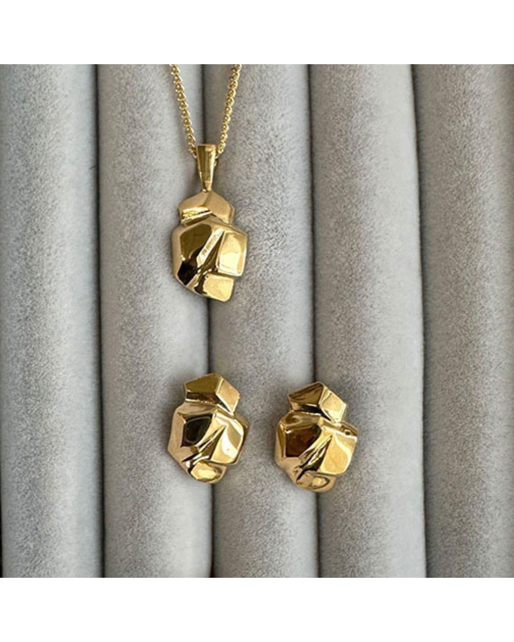 Edge Only Metallic Rock Earrings 18Ct Vermeil