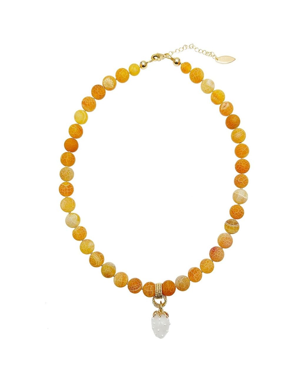 Farra Metallic Agate With Strawberry Pendant Necklace