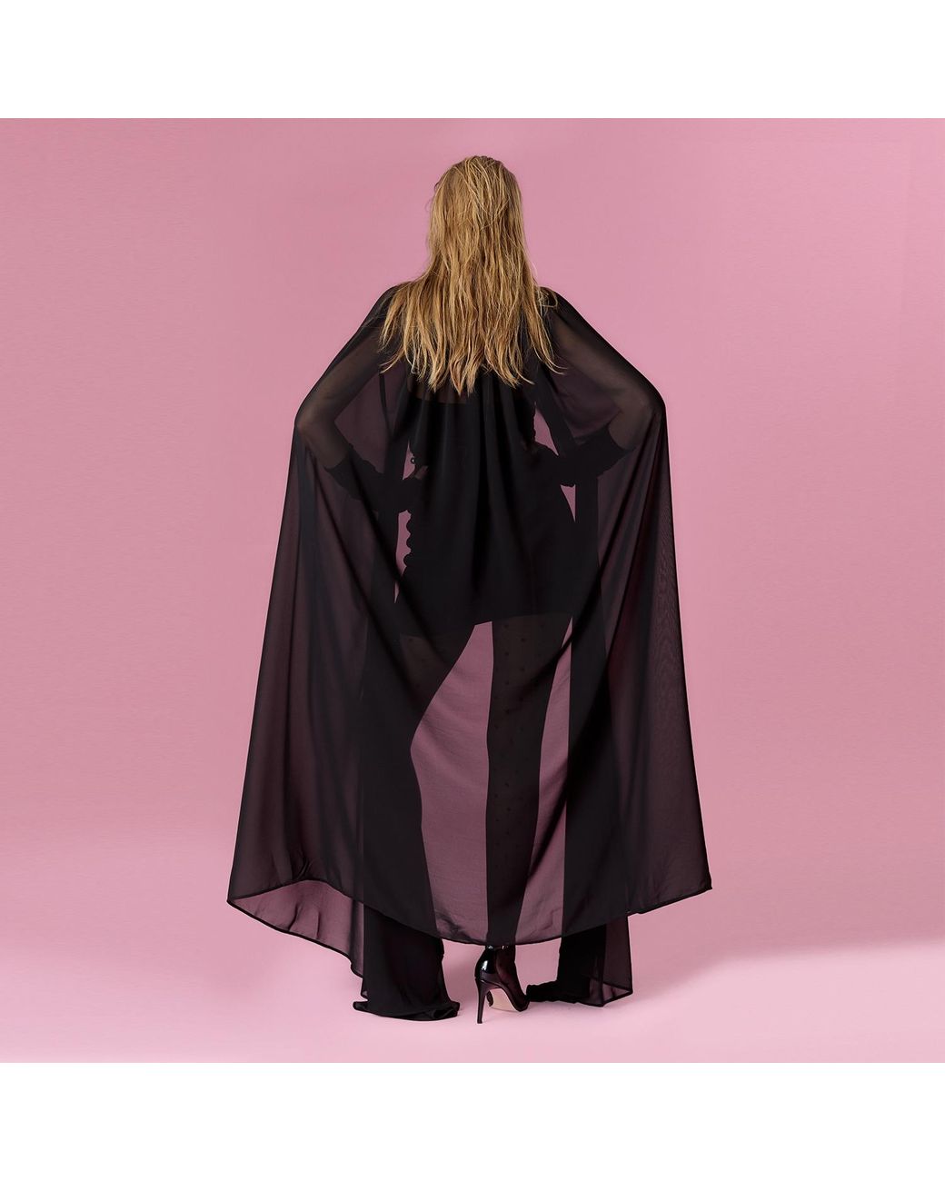 Nur Karaata Black Valentina Cape Mini Dress
