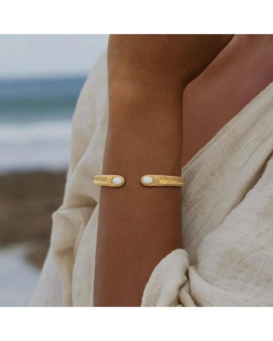 Karma and Luck Metallic Free Spirit Opal Feather Cuff Bracelet