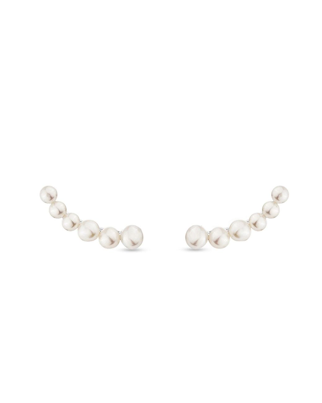 SALLY SKOUFIS Metallic Luna Ear Climber With Natural Pearl