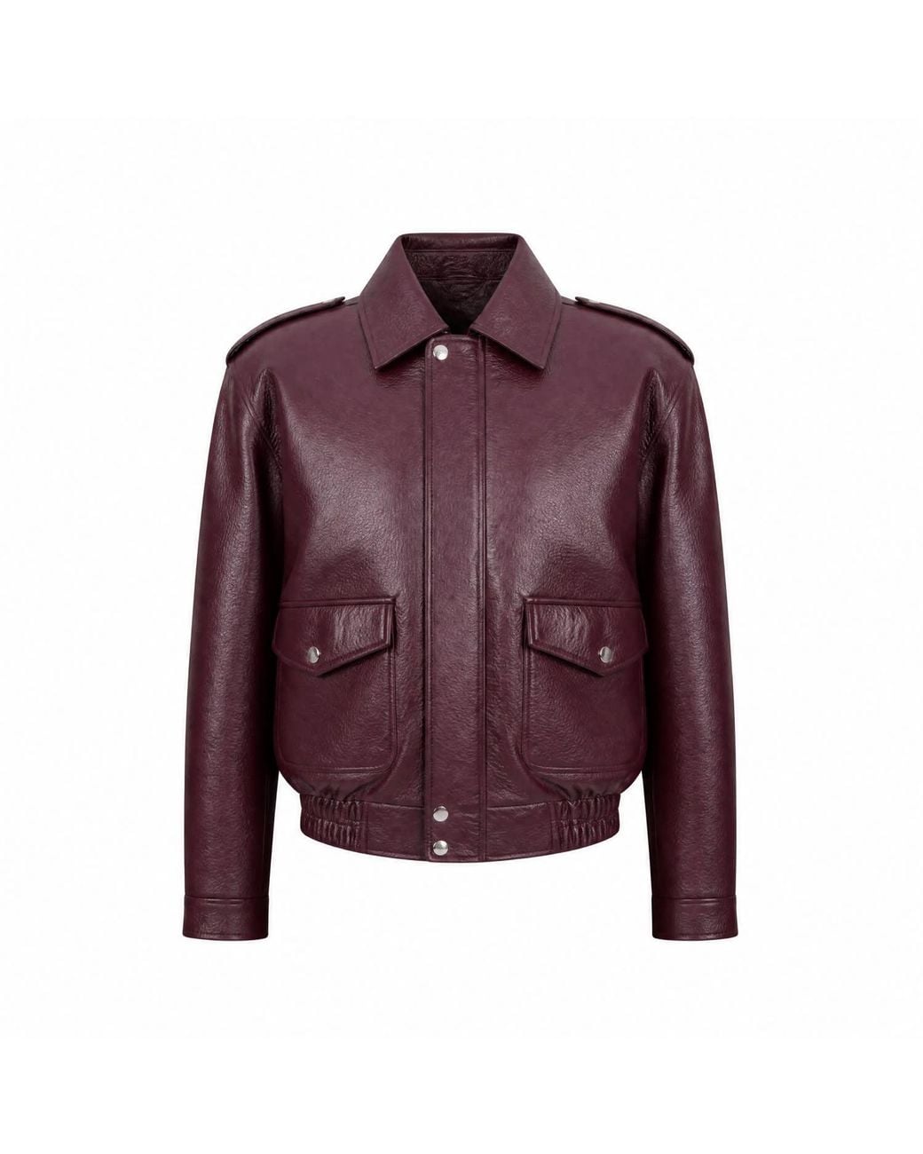 Yumi' Purple Burgundy Faux Leather Bomber Jacket