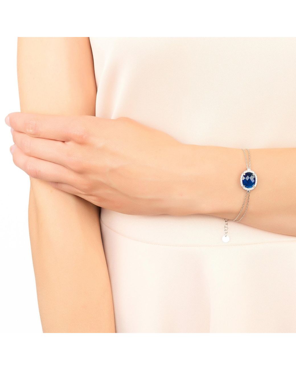 Latelita London Multicolor Beatrice Oval Gemstone Bracelet Silver Sapphire Hydro