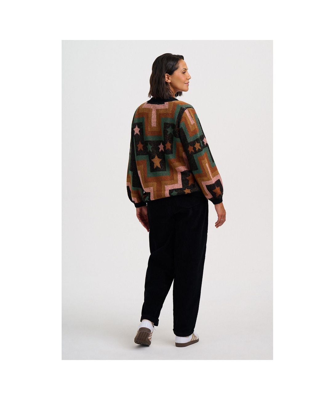 Sugarhill Black Morganna Cardigan Multi, Chevron & Stars