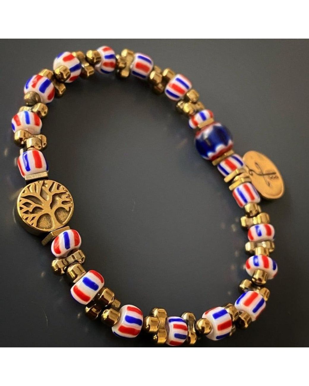 Ebru Jewelry Metallic African Beaded Heal Charm Bracelet