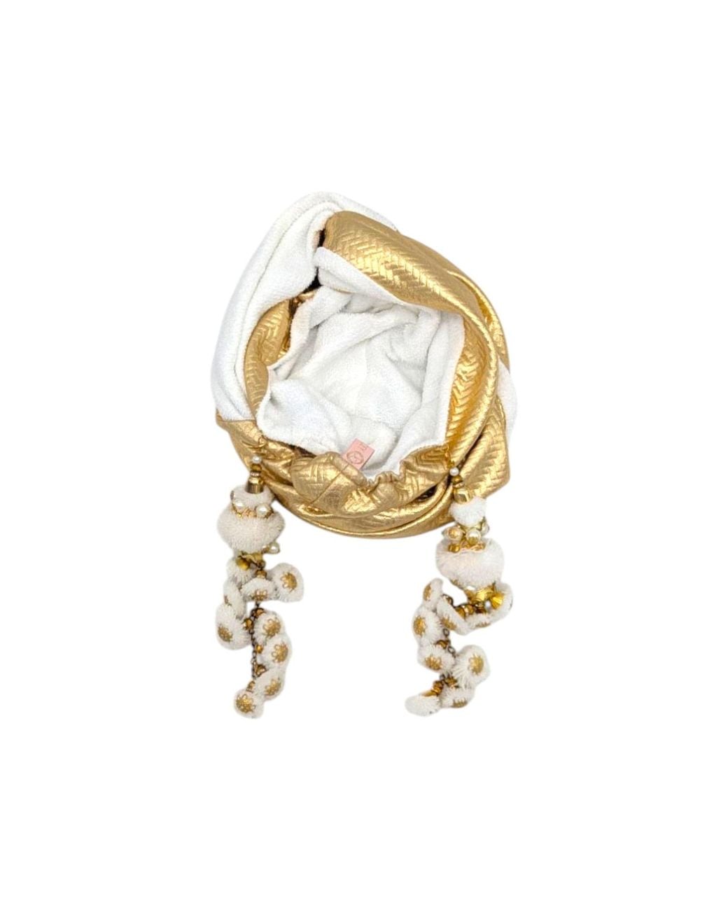 Julia Clancey Metallic Zia Golden Ivory Mestiza Reversible Turban