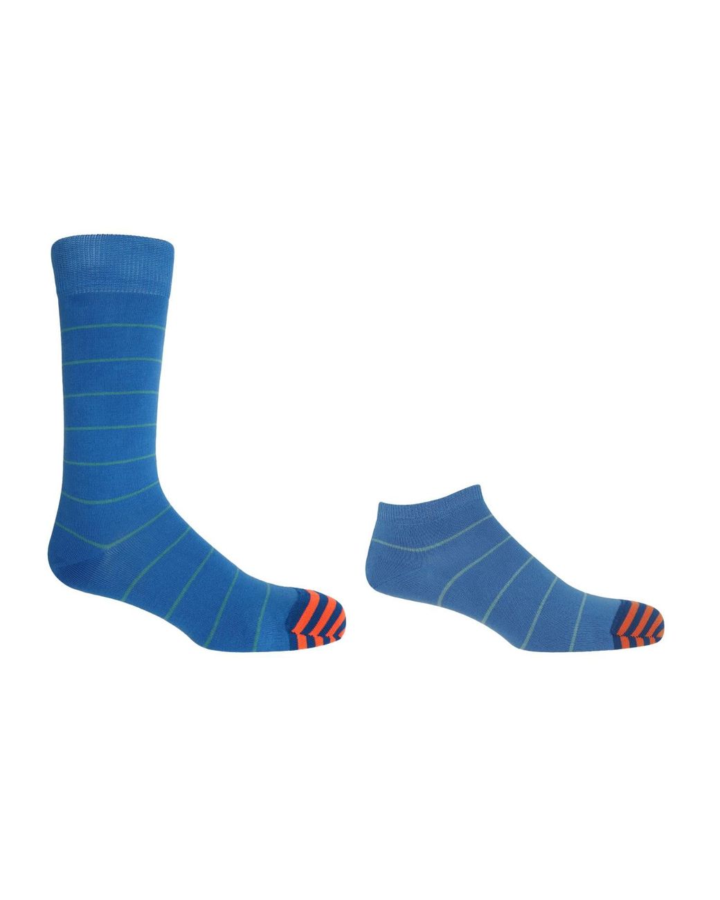 Peper Harow - Made in England Blue Thin Stripe Luxury Crew & Trainer Socks Bundle for men