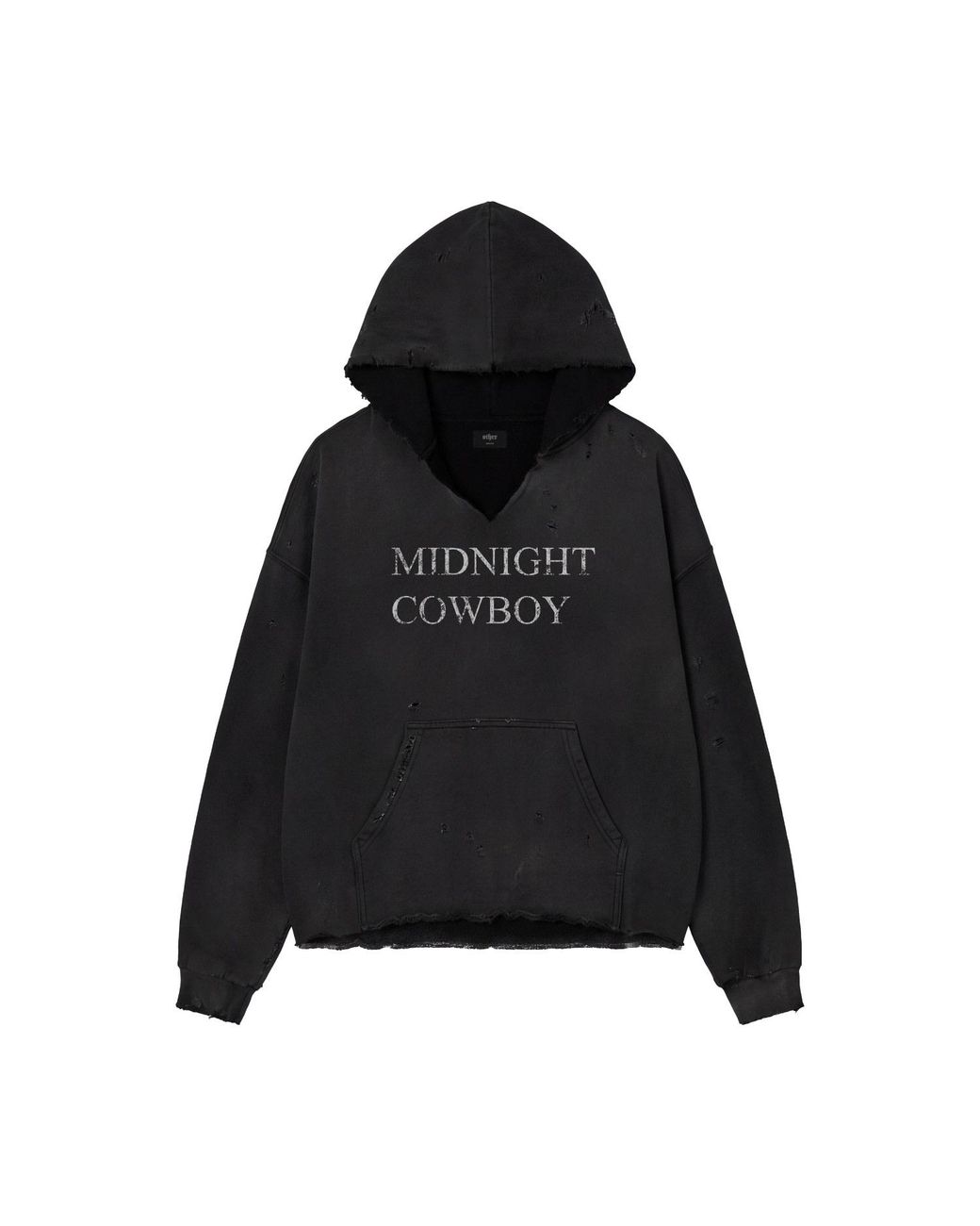 Other Uk Black Midnight Cowboy Distressed Hoodie for men