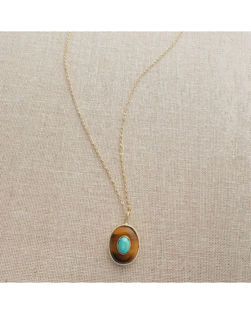 Hye Jane Jewelry Metallic Large Sol Tigers Eye And Necklace