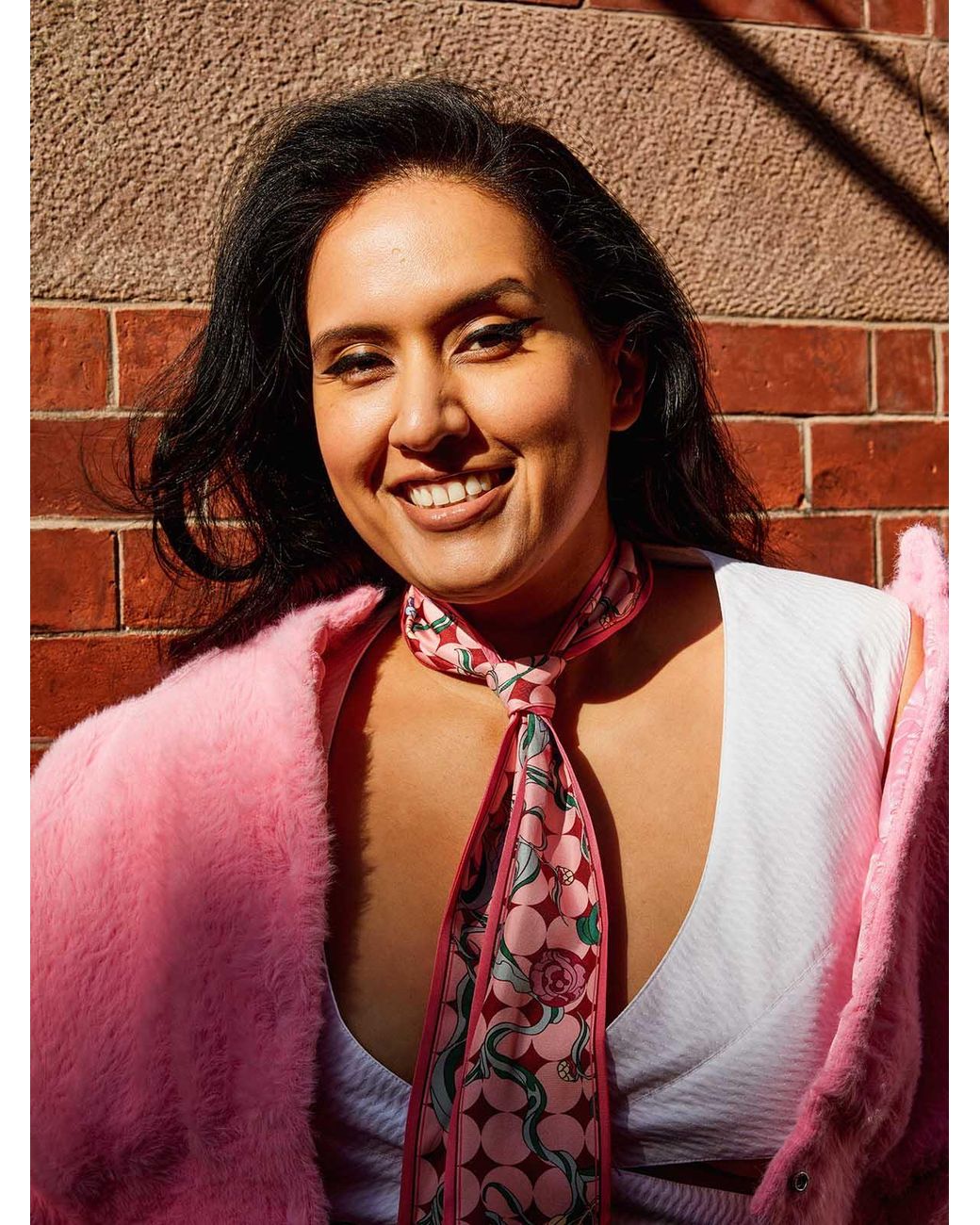 Lost Pattern Pink Dream Silk Twilly Neck Bow Scarf