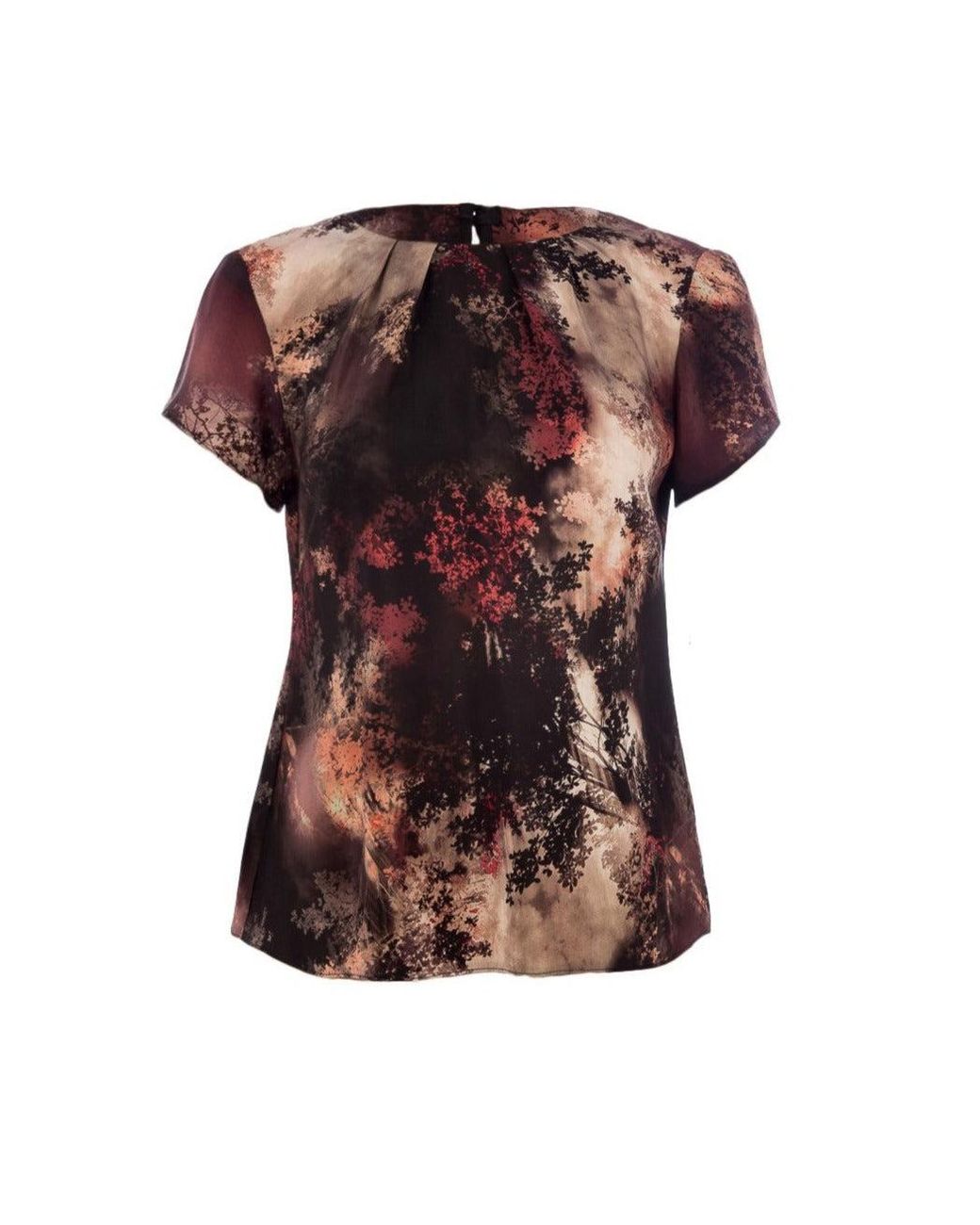 Conquista Red Short Sleeve Print Top Fashion
