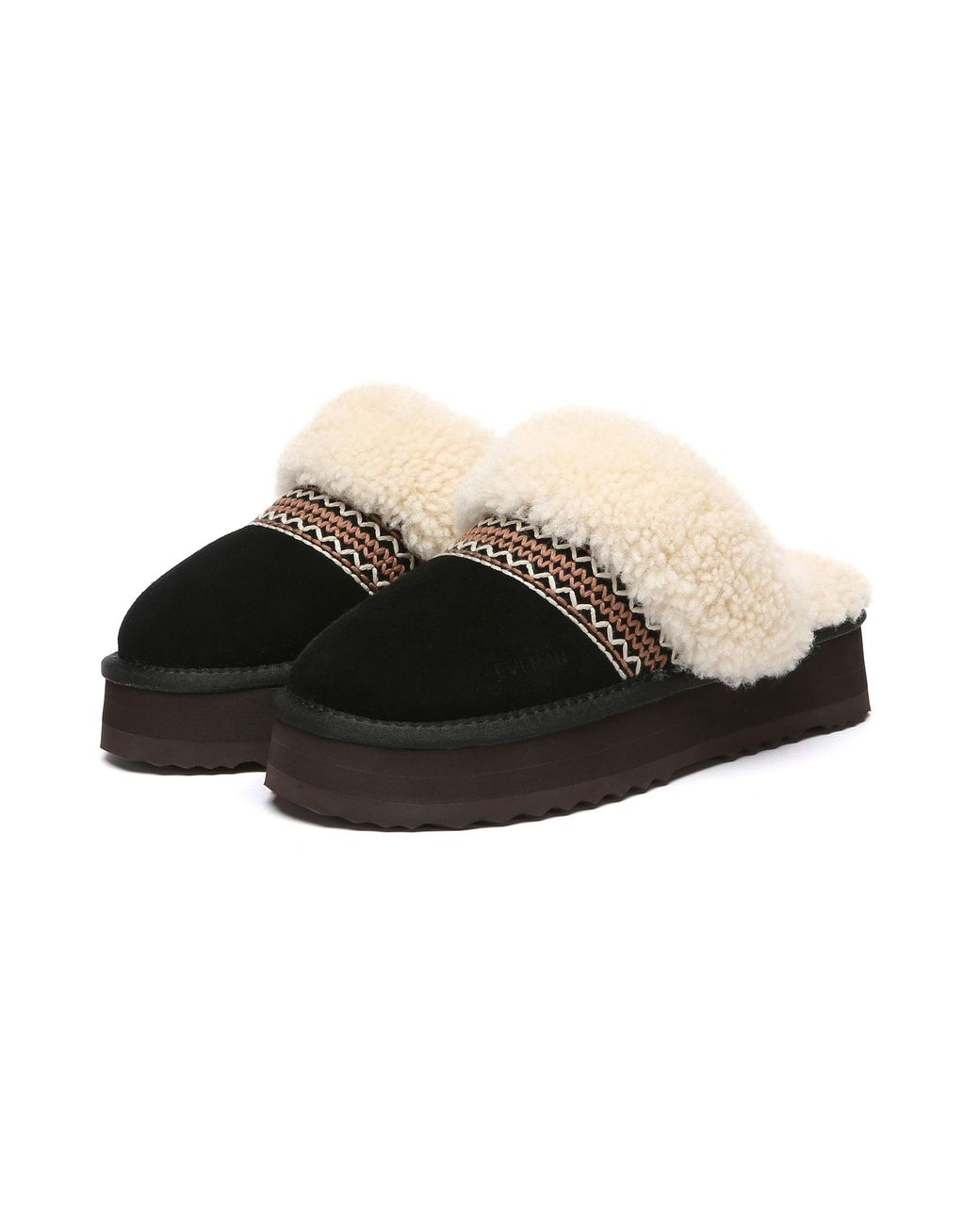 EverAu Australia Black Crake Knitted Platform Slippers