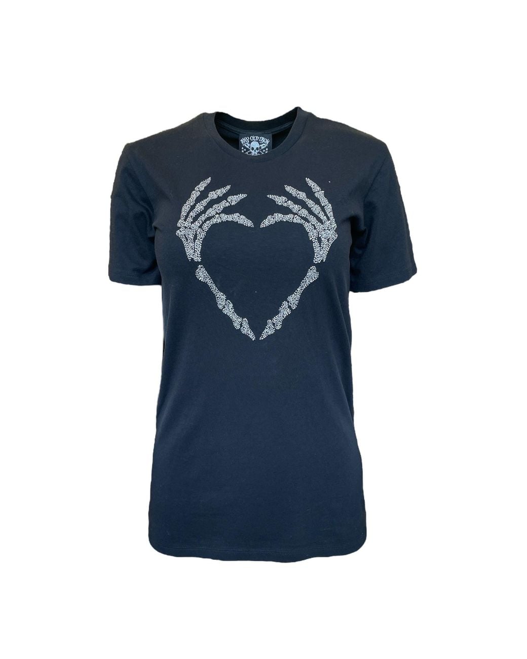 Any Old Iron Blue Beaded Skull Heart T-Shirt for men
