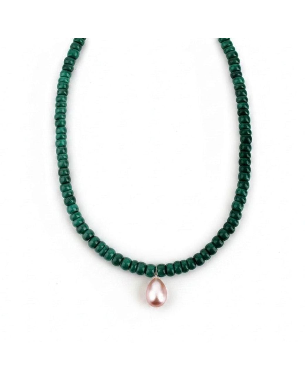 Leni James Metallic The Capri Malachite And Pearl Necklace