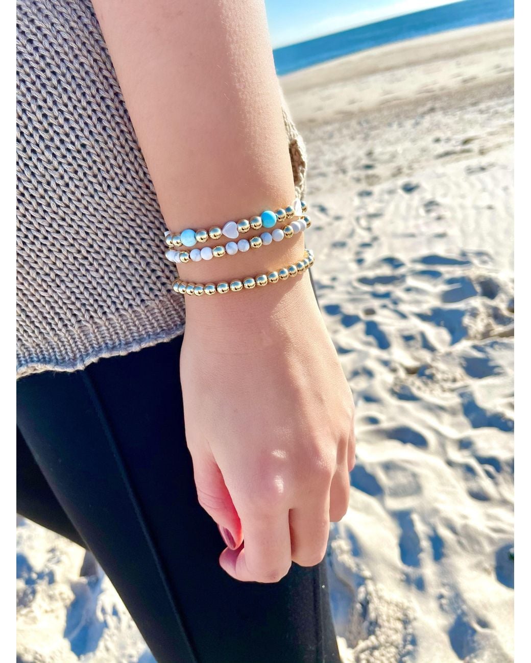 Olivia Le Metallic Santorini Dreams Pearl Gold Bracelet