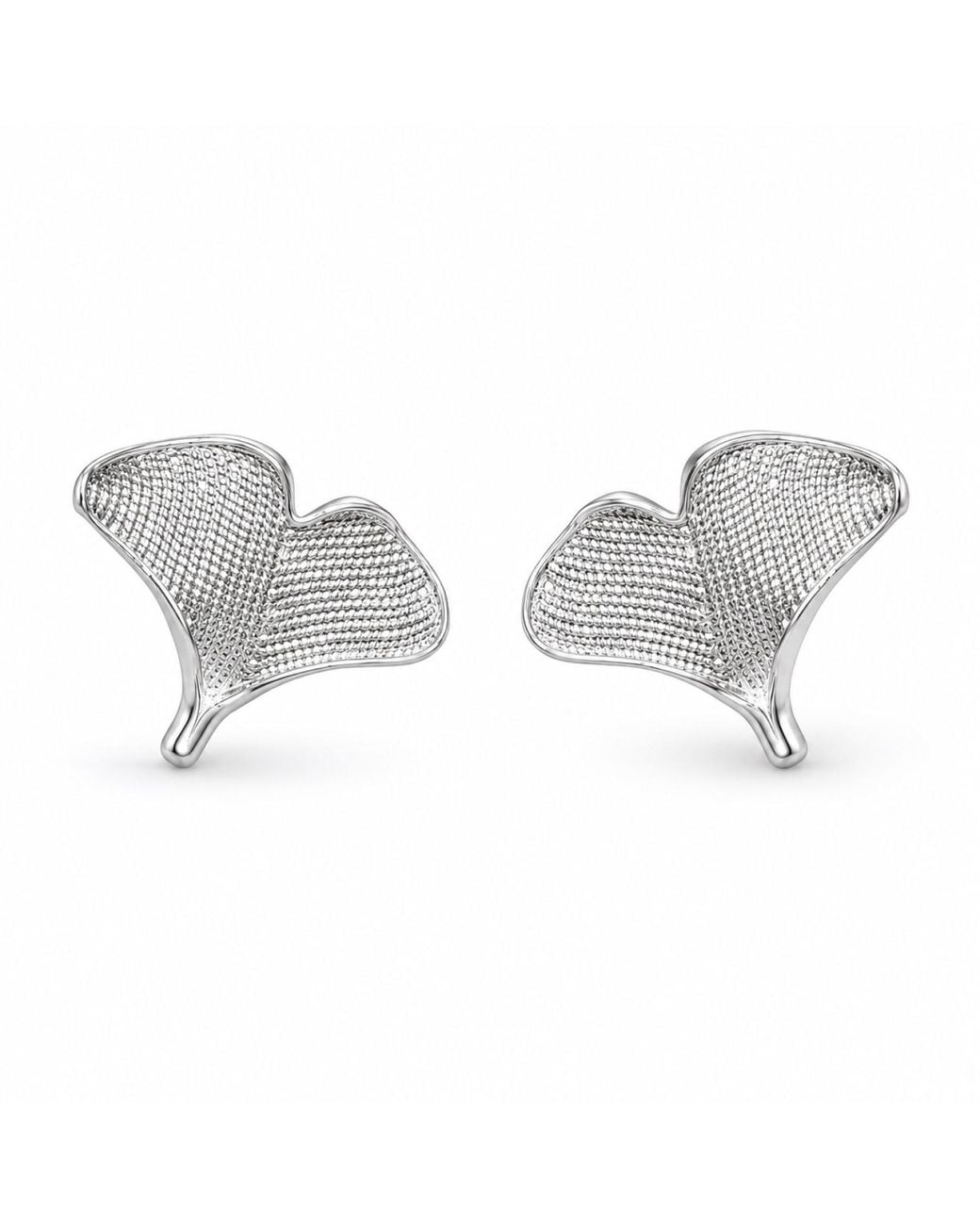 Yieon Gray Ginkgo Fine Filigree Stud Earrings