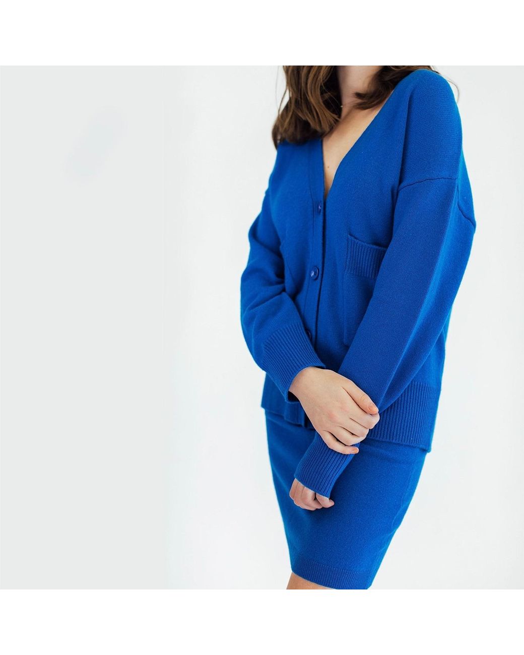 Zenzee Blue Cashmere V-Neck Cardigan