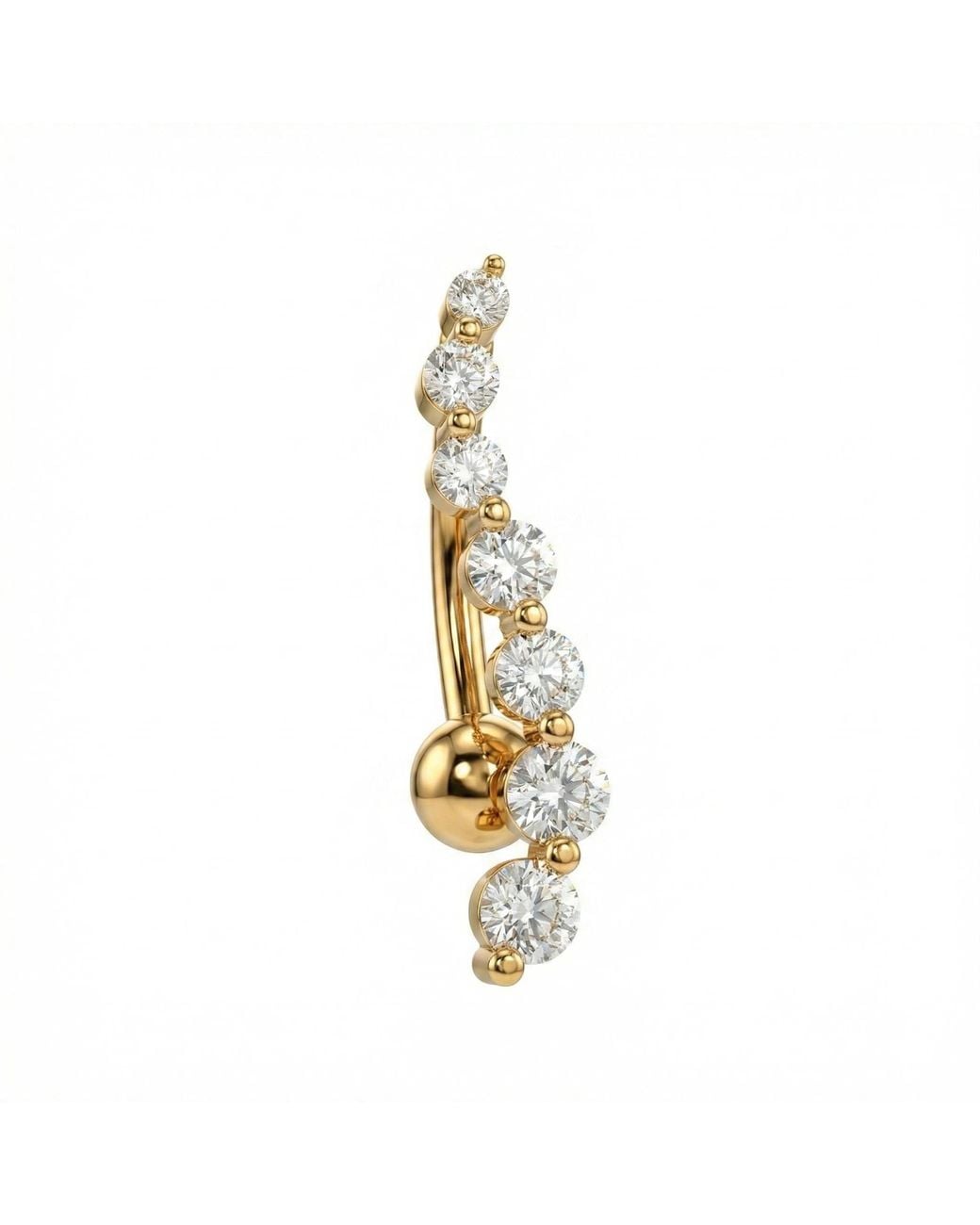 Zahav Jewelry Metallic 14K Solid 14G Graduated Cz Dangle Belly Ring