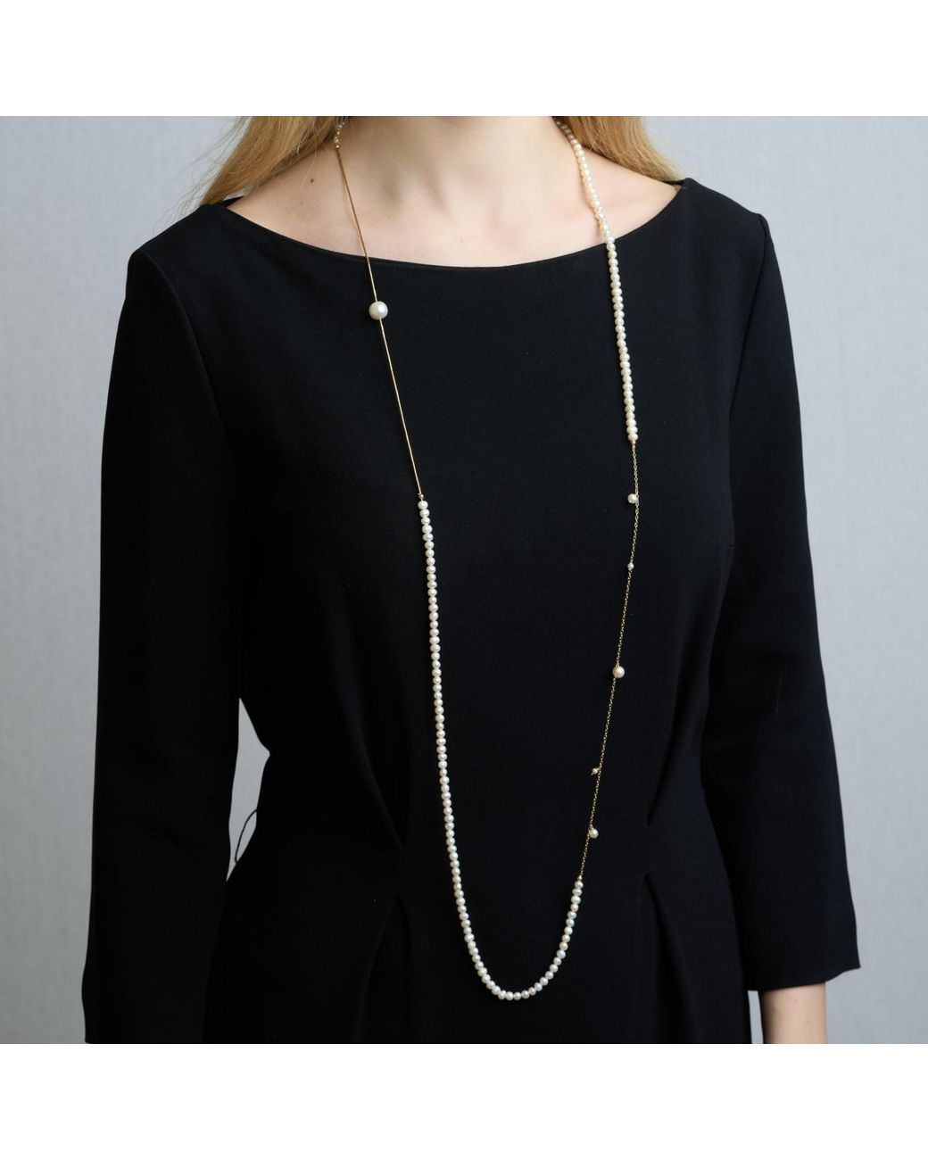 Corina Mardari Jewelry White Super Long Pearl Filled Necklace