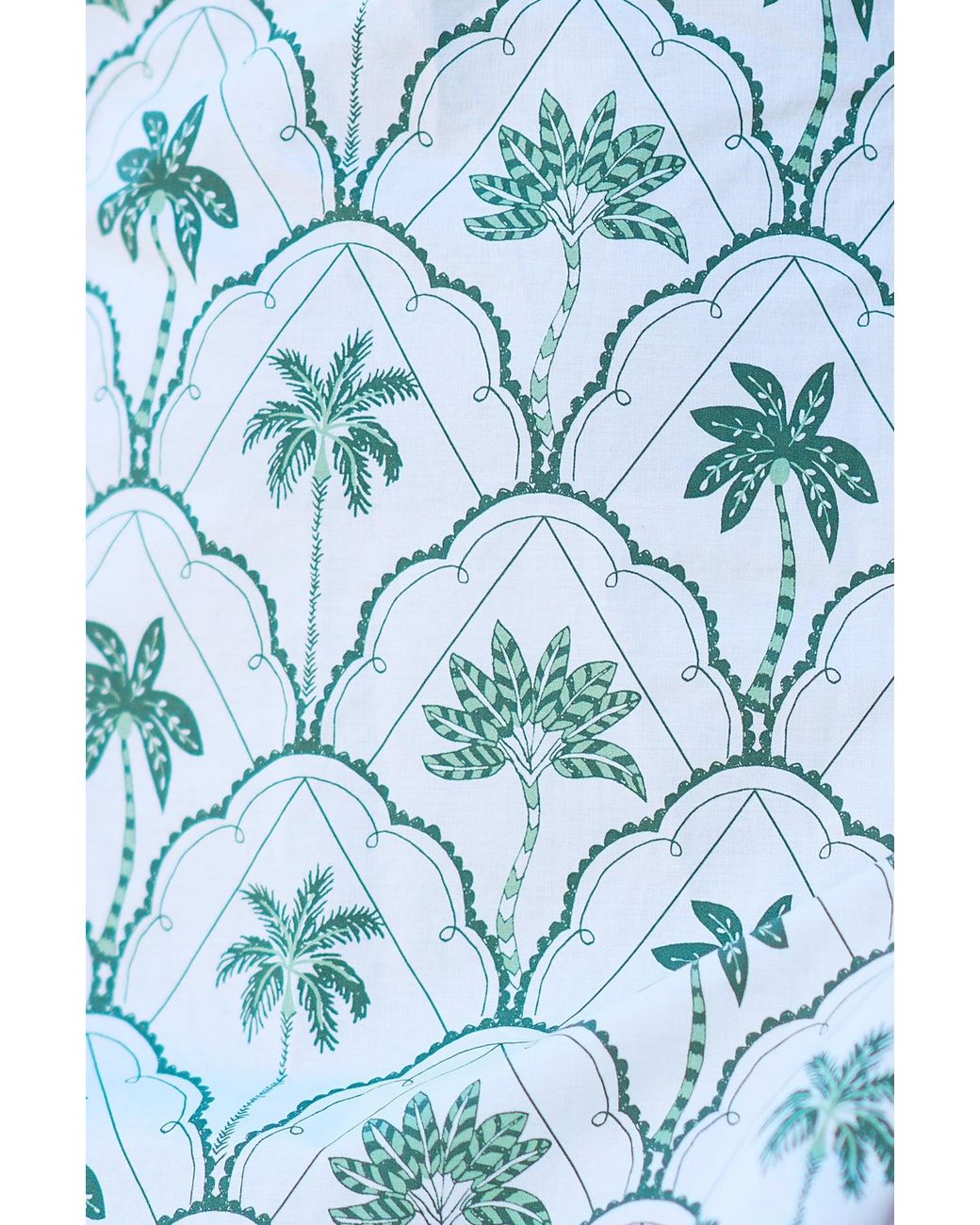 Yumi' Green Palm Tree Cotton Shift Mini Dress