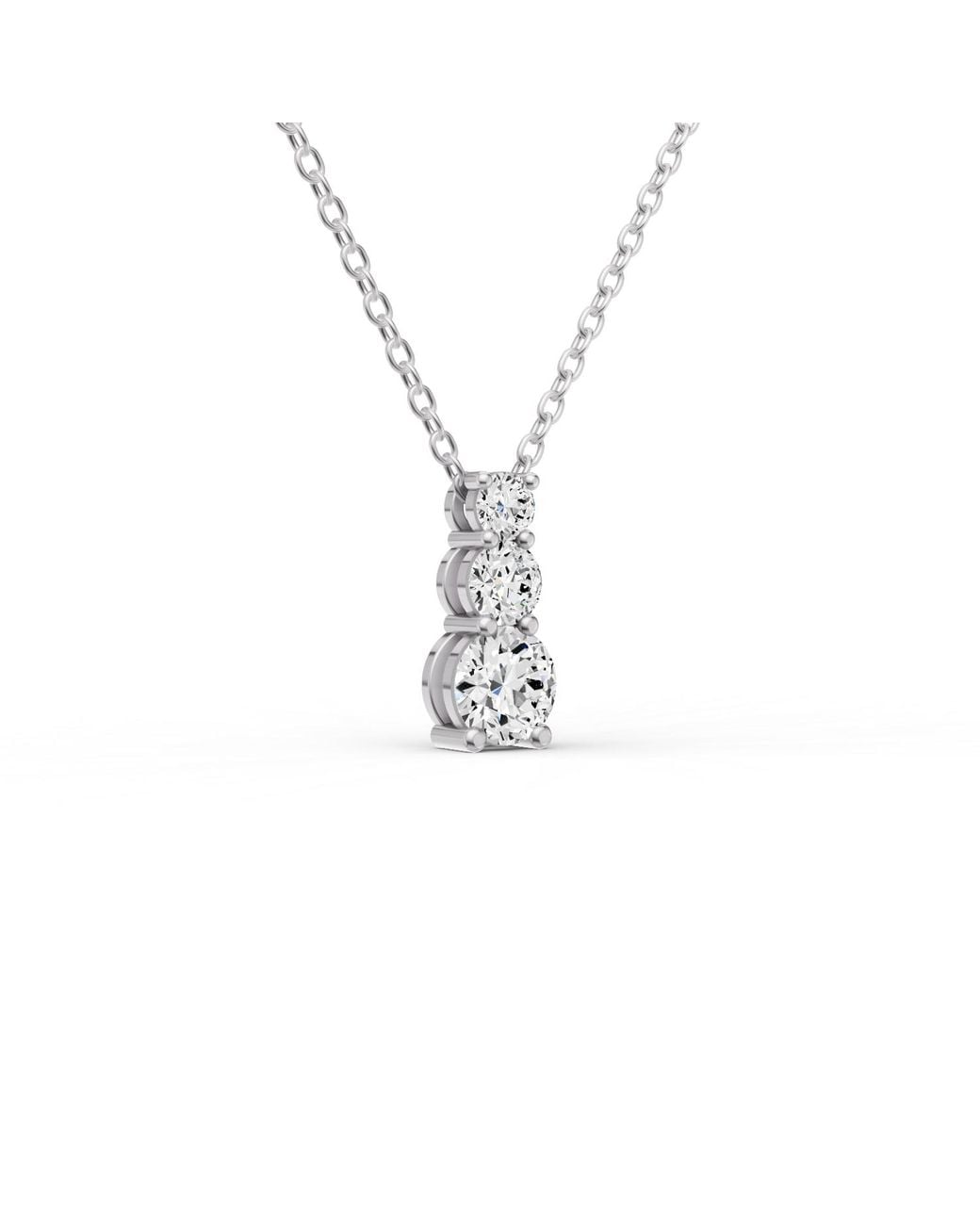 SEREIA OFFICIAL Metallic 14K 0.25 Ct Round Lab Grown Diamond Three Stone Snow Hidden Bail Pendant