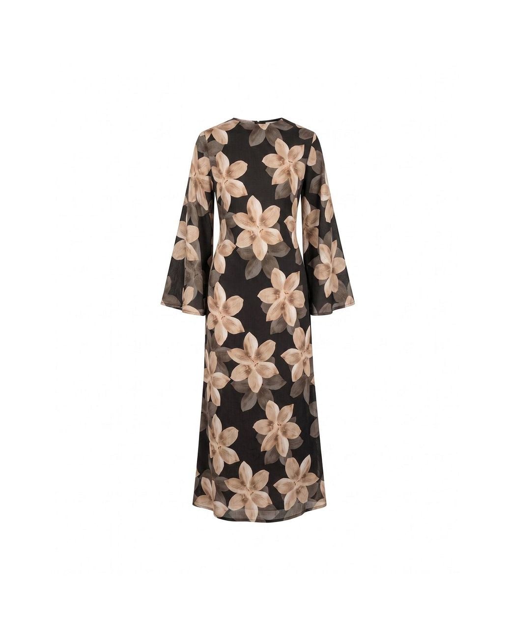 Tantra Spain Sl Natural Long Floral Dress With Round Neckline