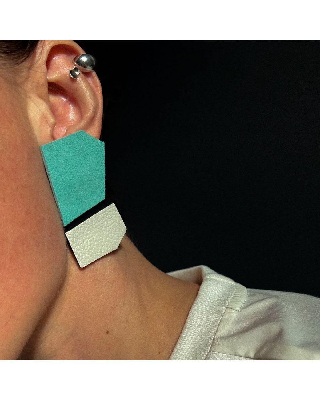 WAIWAI Green Angl Leather Earrings