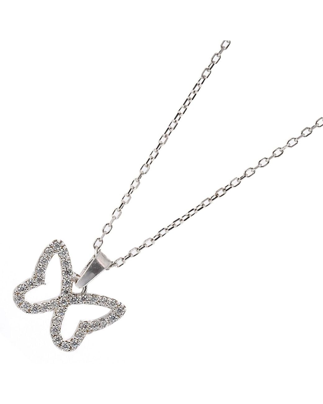 Ebru Jewelry Metallic Sparkly Butterfly Necklace