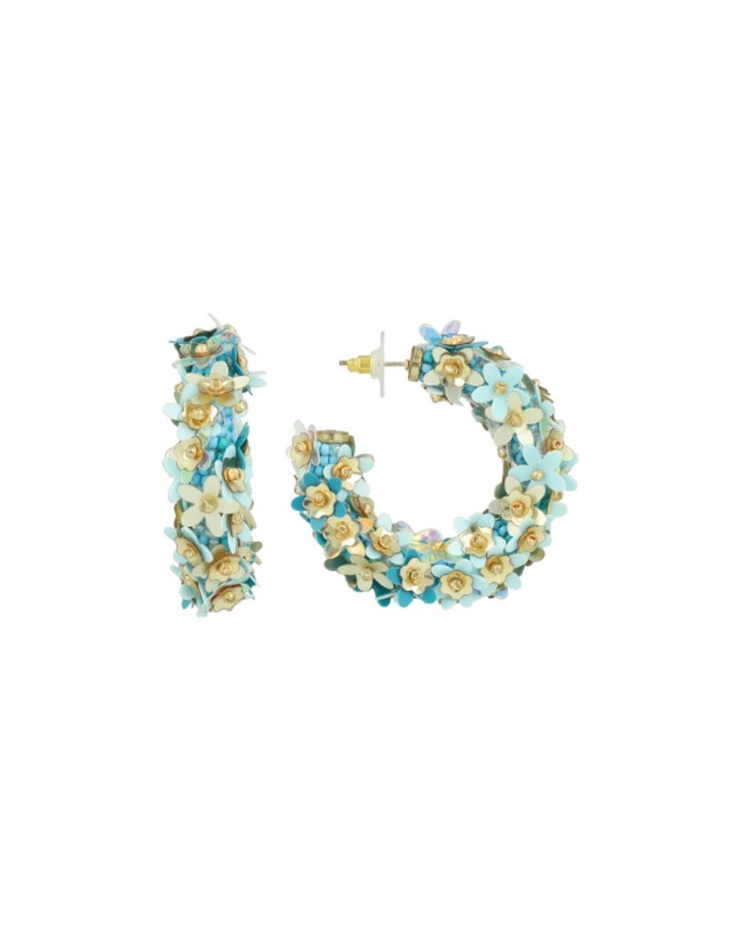 LOTT.gioielli Green Sequin Flower Creole Earrings M