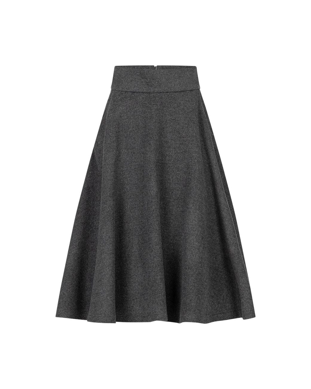 Nikka Place Gray Wool Midi Skirt With High Waist & Pockets
