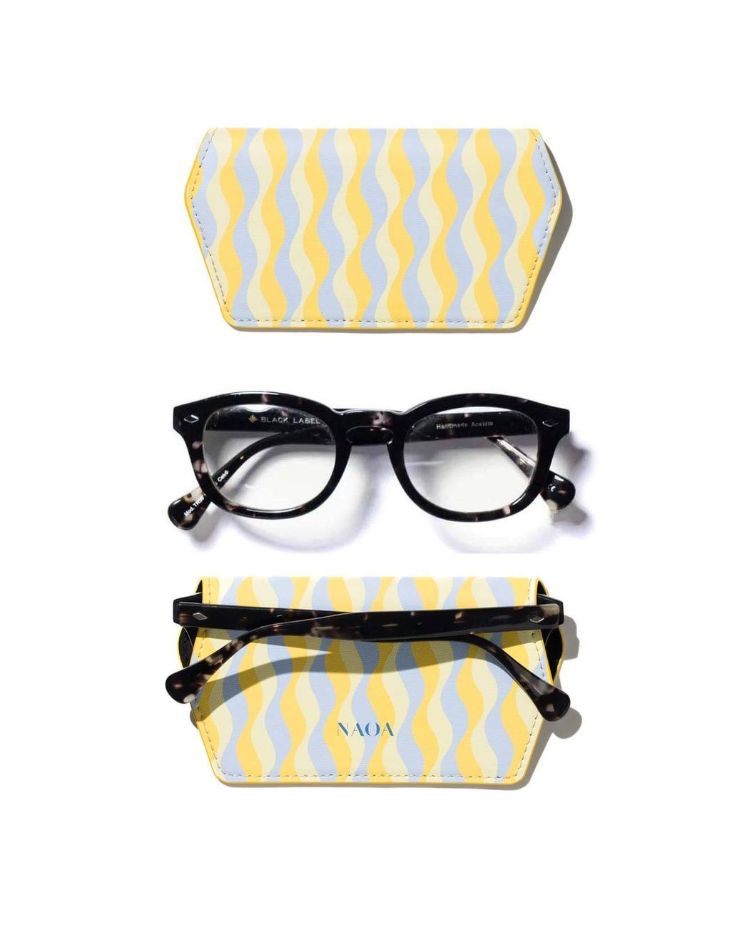 Naoa Yellow Slim Glasses Case Waves Print