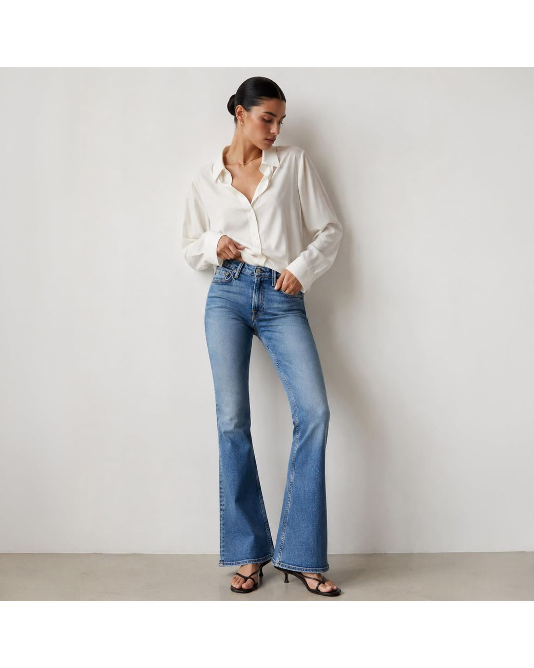 NOEND Blue Grace Mid Rise Flare Jeans
