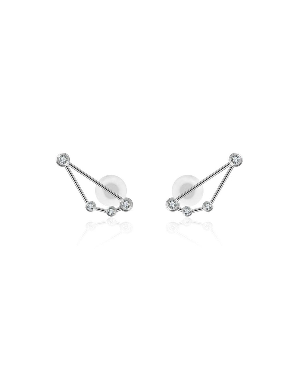 Genevieve Collection Metallic Capricorn Zodiac Constellation Earring 18K & Diamond