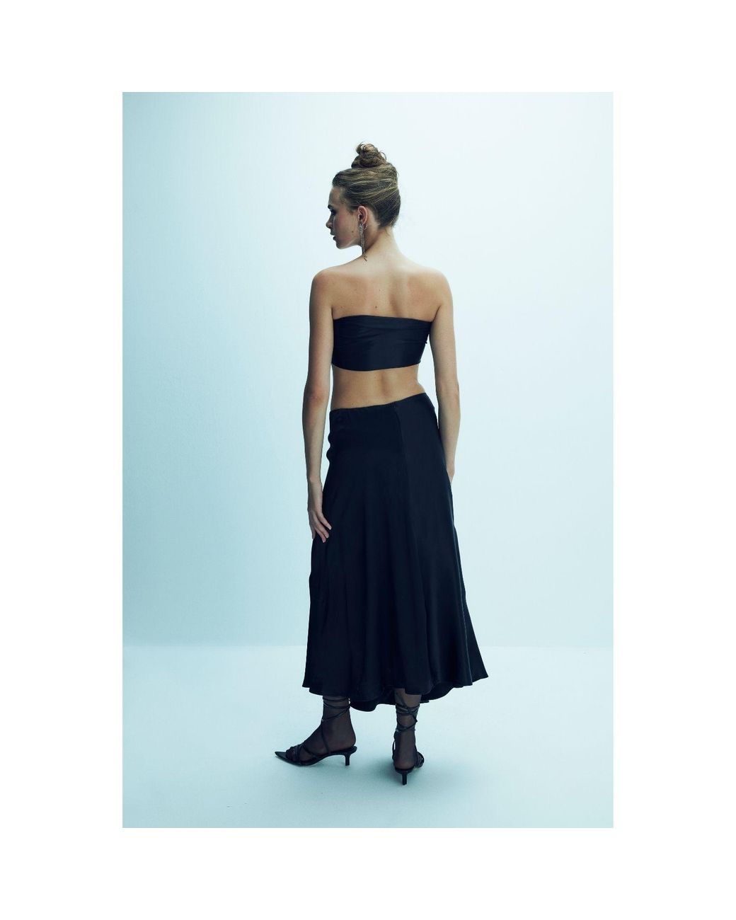 NAZLI CEREN Blue Lia Satin Maxi Skirt