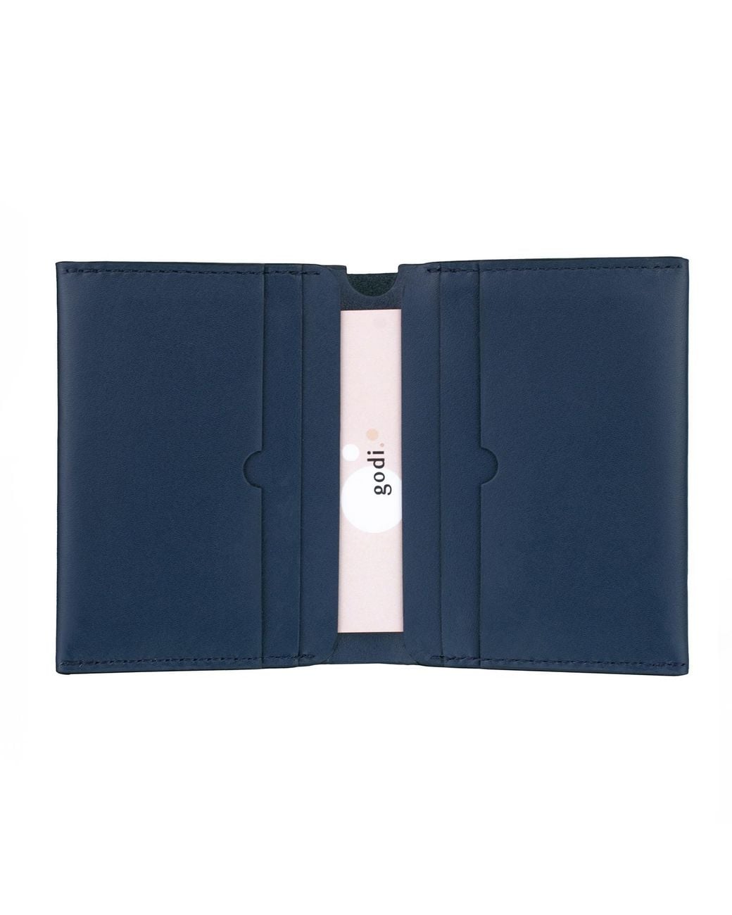 godi. Blue Handmade Bifold Leather Wallet for men