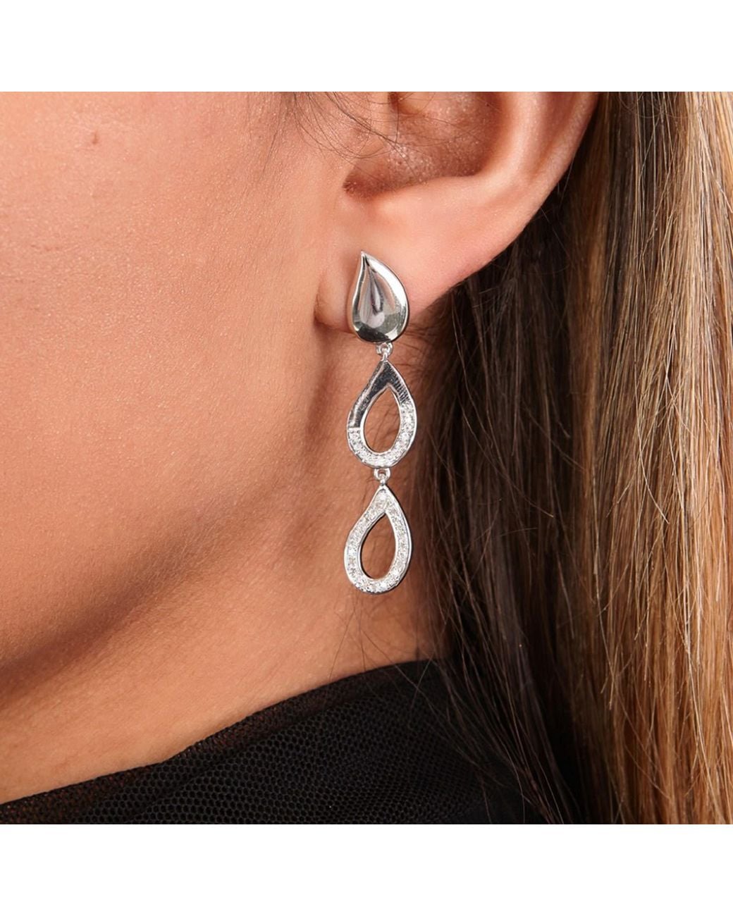 Lucy Quartermaine Metallic Melting Diamond Drop Earrings